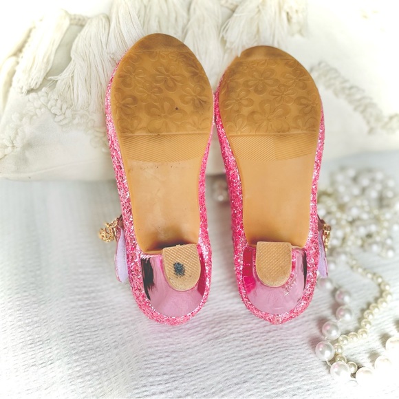 HANKAYOU | 34 / 5 | Girls’ Pink Glitter Low Heel Mary Jane Sparkle Shoe - Picture 8 of 13